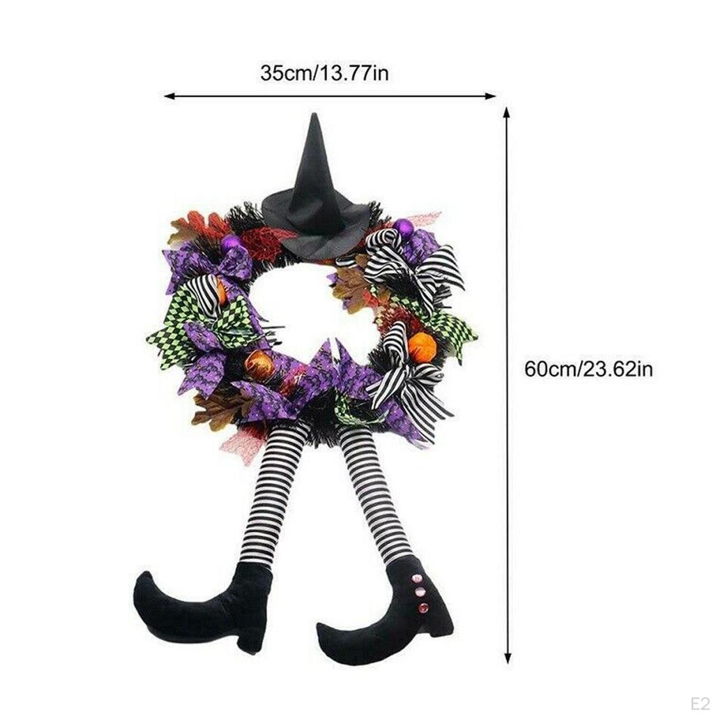 Front Door Hanging Witch Wreath Skeleton Island Happy Halloween Garland Pendant for Outdoor