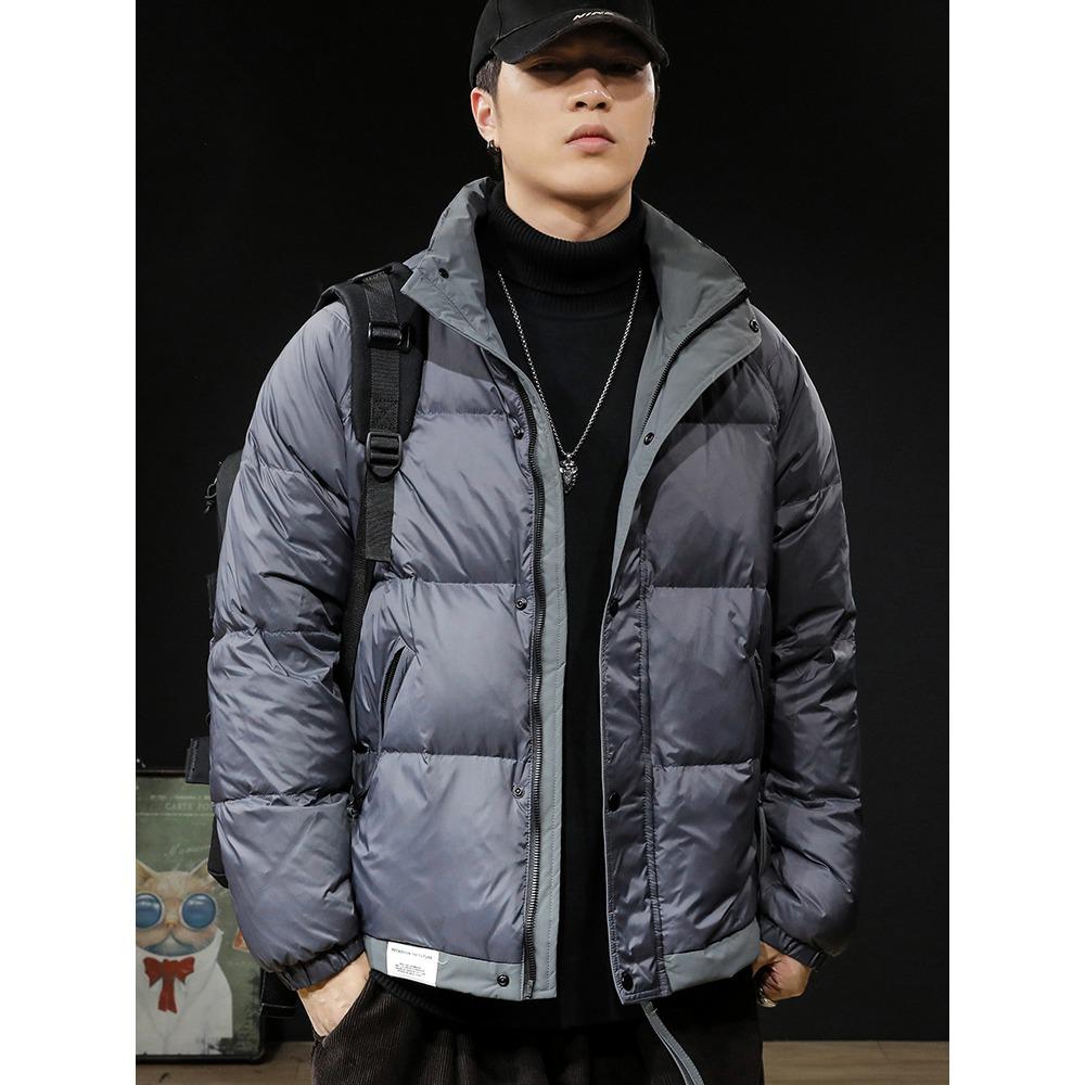 Northeast Men's Stand Collar Thick Cotton Jacket - Autumn/Winter Casual Korean Style Color Block Outerwear.