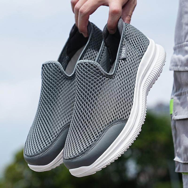 Men's shoes breathable shoes mesh casual sports shoes thin single shoes light one pedal mesh shoes men's mesh shoes