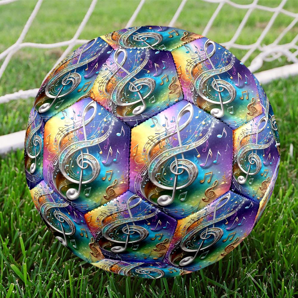 Piano Note Indoor Soccer Ball Size 5 Colorful All Ages Machine Stitched PVC Competition Ready Durable High-Bounce