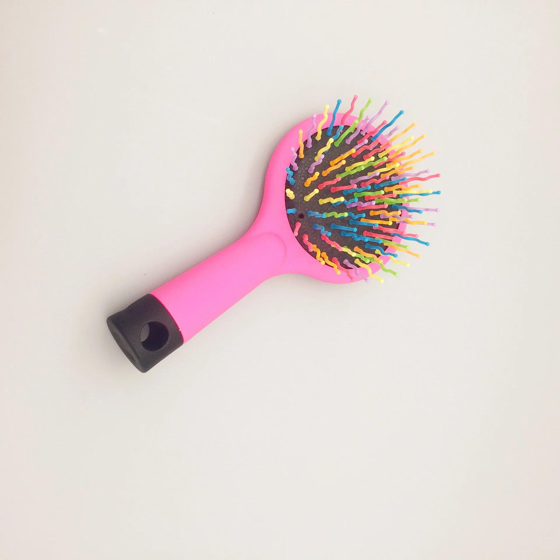 Hair Comb Professional Rainbow Comb Rainbow Volume Anti-static Magic Hair Curl Straight Massage Brush With Mirror Styling Tools