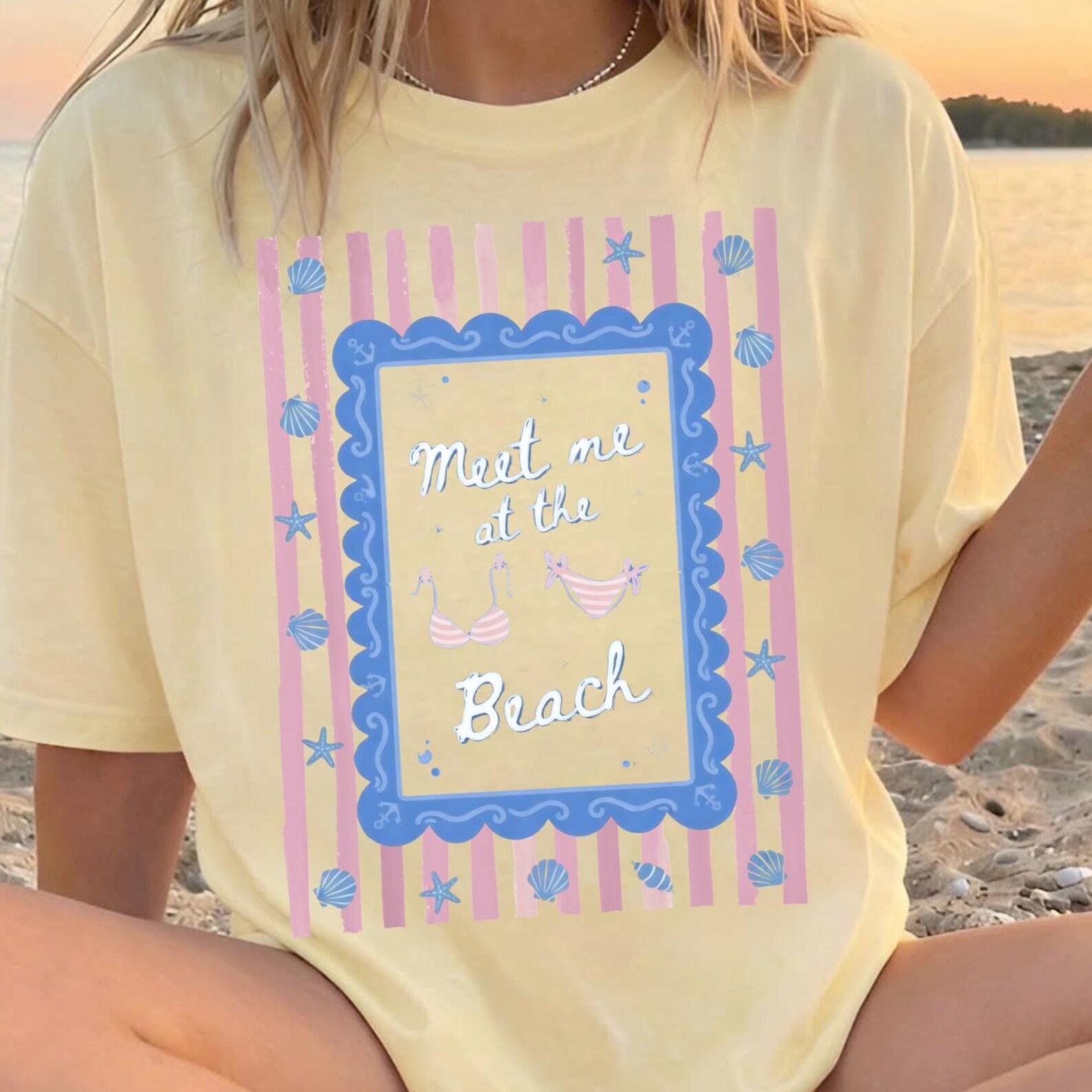 Meet Me At The Beach Shirt, Summer Coastal, Spring Crab Tshirt, Sunshine Beach Vacation Shirt, Beachy Tshirt, Ocean Lover Gift 3XL