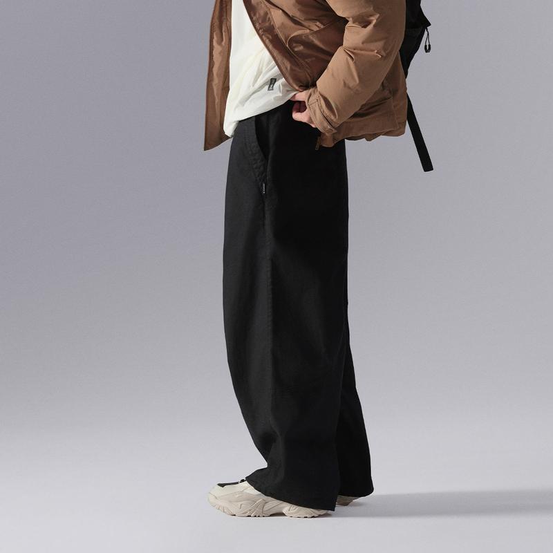 Li Ning CF Series Solid Color Straight Loose Sports Casual Pants Men Bottoms Black AKXU521-4