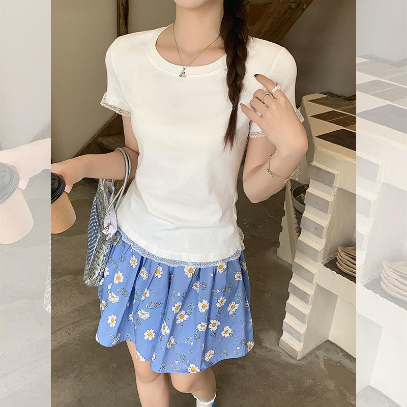 

Летняя плиссированная юбка с цветочным принтом, короткая юбка, женский повседневный стиль, высокая талия, универсальная юбка L