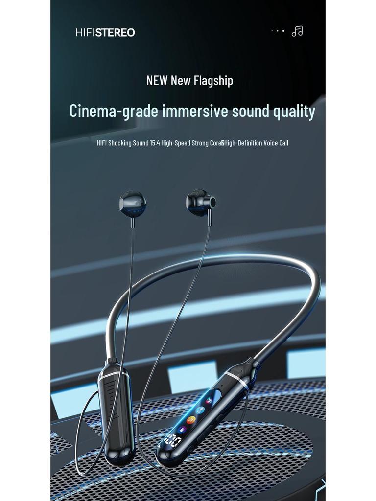 2025 Bluetooth Sports Neckband Earphones with AI, Ultra-Long Battery, High Sound Quality, Large Mirror.