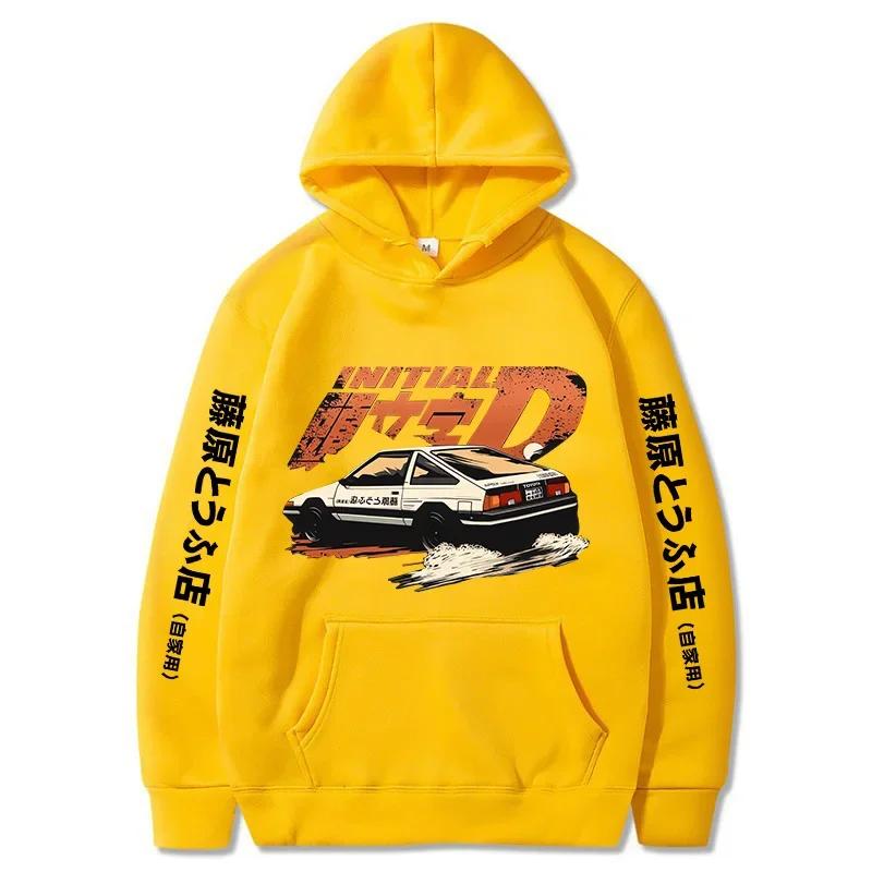 Anime Initial D Tištěné Mikiny Letní Dospívající Ležérní Volné Módní Retro Divoký Streetwear Y2K Dlouhý Rukáv Fleece