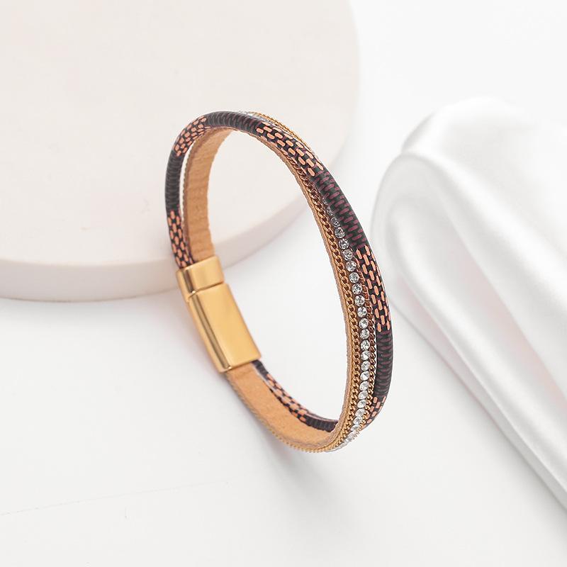 

Bohemian Snake Pattern Women s Bracelet PU Leather Magnetic Buckle Bangle