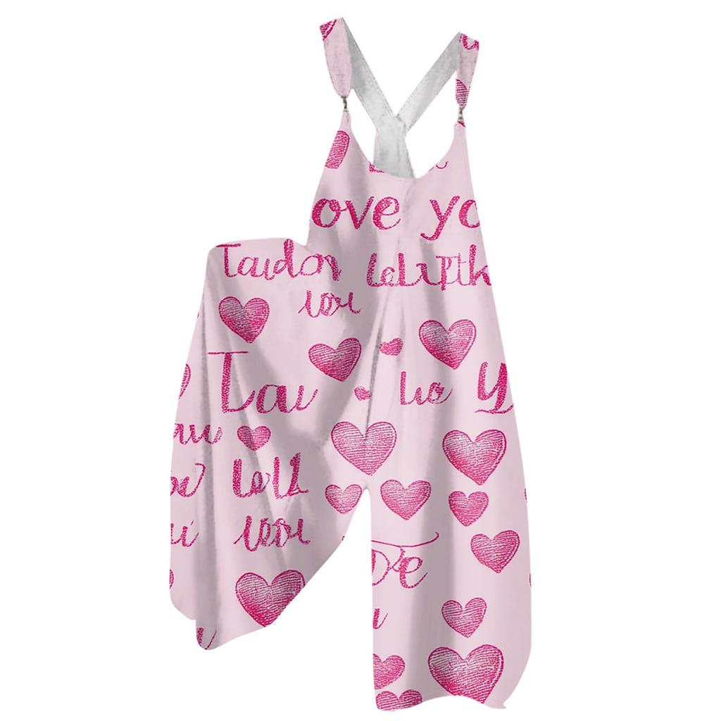 Moda Damska ul. Patrick Print Casual Luźny Kombinezon z Szerokimi Nogawkami