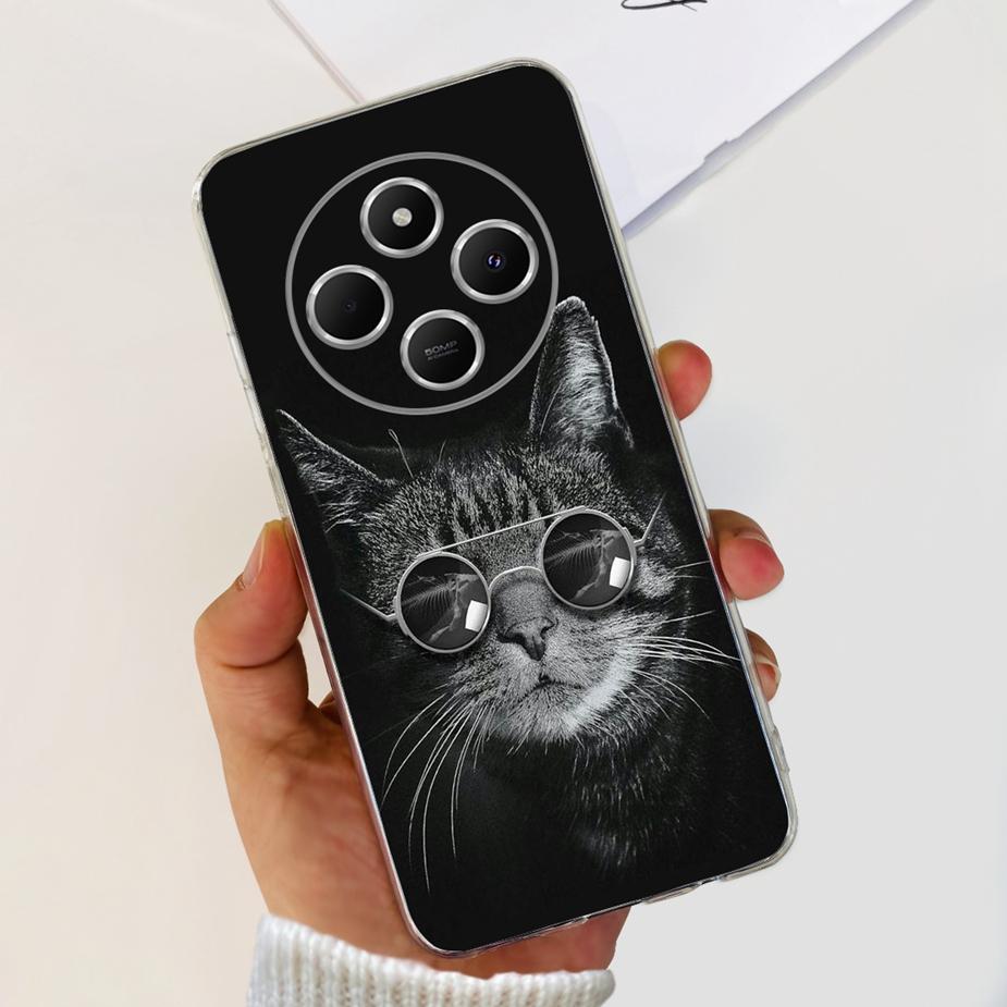 For Xiaomi Redmi 14C Case Cute Cat Butterfly Painted Cover Clear Silicone Soft TPU Phone Case For Xiaomi Redmi 14C Redmi14C Bags