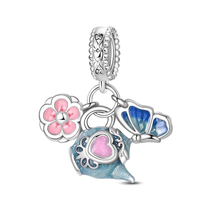 Memories 925 Silver Crystal Ball Fairy Crown Princess Dress Charm Fit DIY Bracelet Necklace Child's Birthday Gift