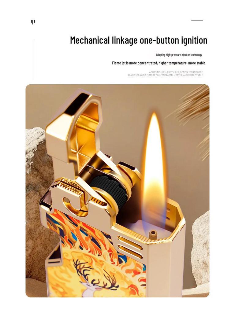 Creative Retro Flint God of Wealth Lighter with Color Print