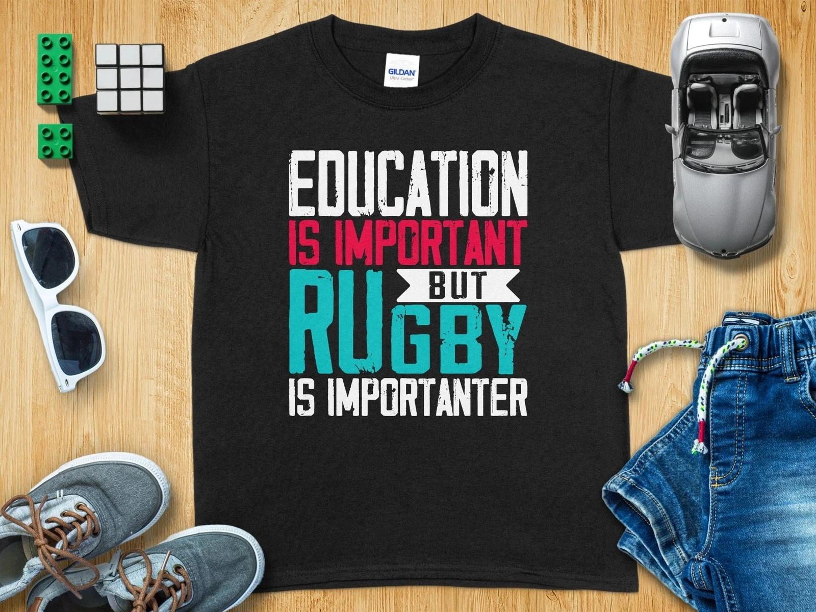 Education Is Important But Rugby Is Importer Funny T-Shirt, Gift for Rugby Lover S