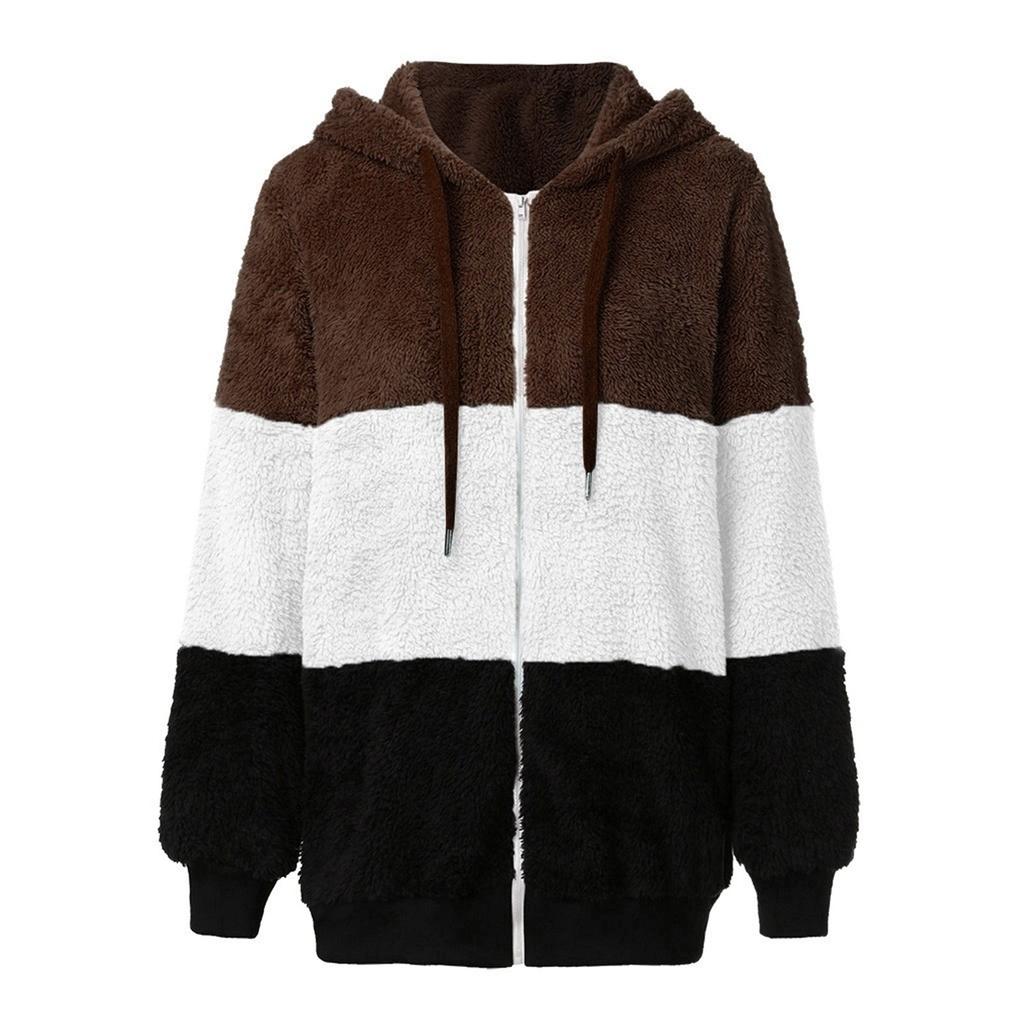 Women Fashion Hooded Sweatshirt Coat Winter Warm Pocket Cotton Coat Outwear