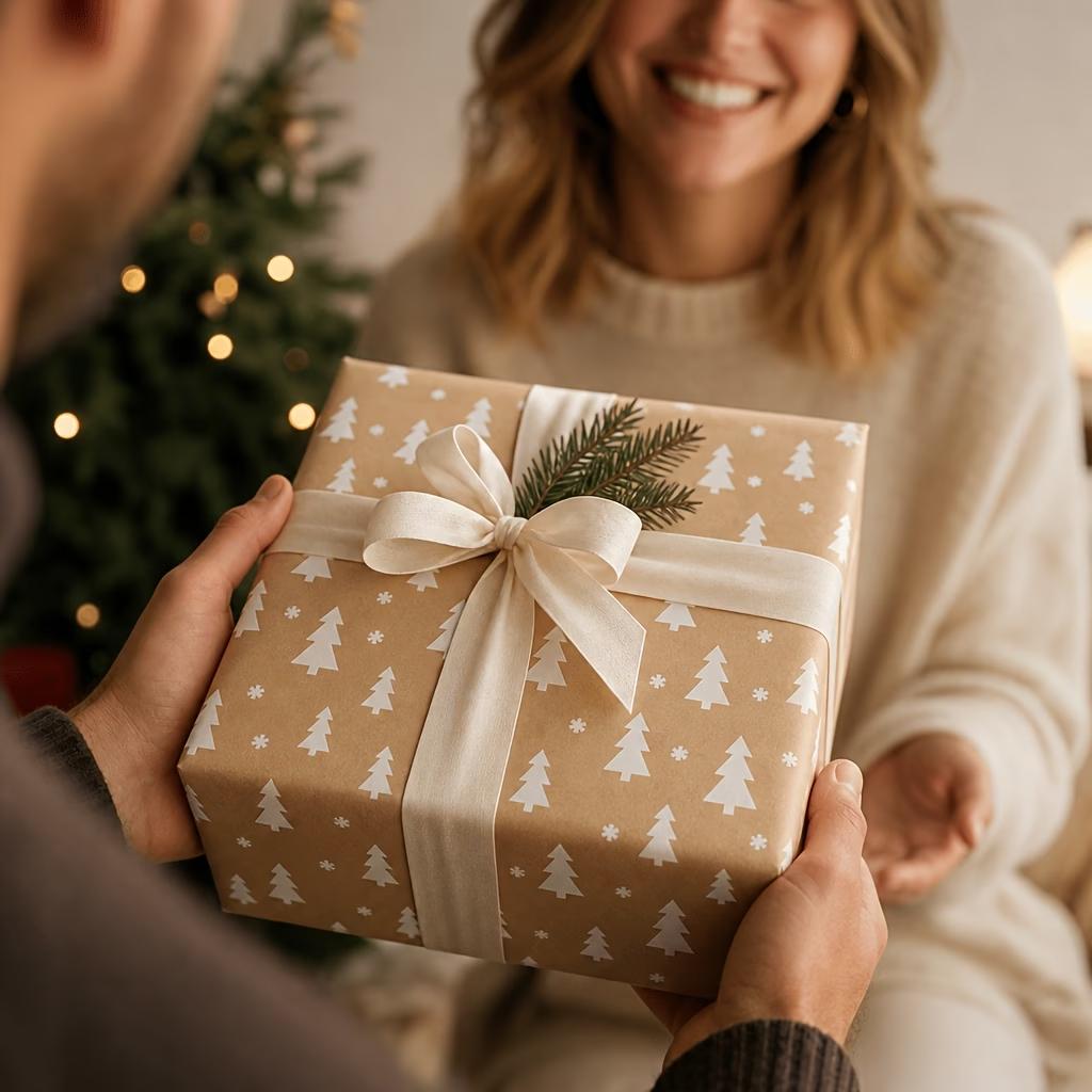 Large Size Vintage Christmas Gift Wrapping Paper Roll Christmas Tree Thickened Kraft Paper for Gift Wrapping, Christmas Party, Gift Boxes