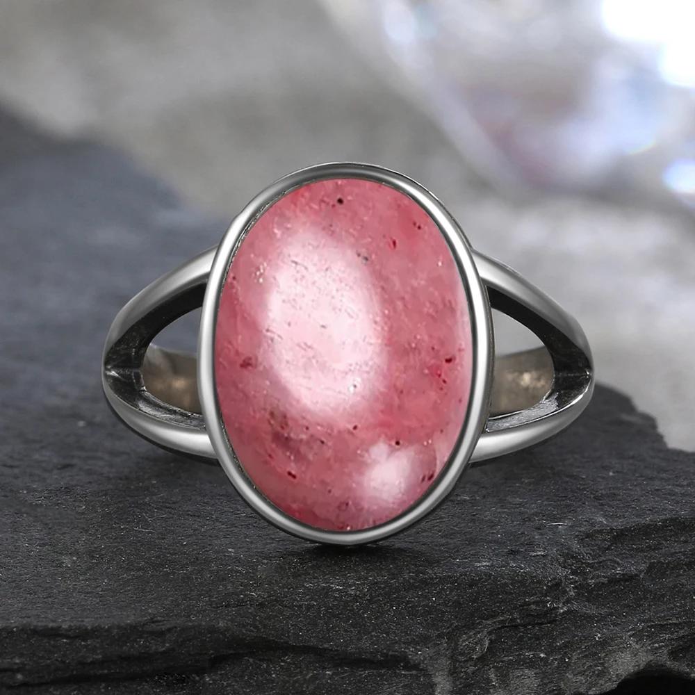 Sterling Silver Ring With Natural 10*14mm Moonstone Rings Oval Large Stone Vintage Fine Jewelry for Women Men