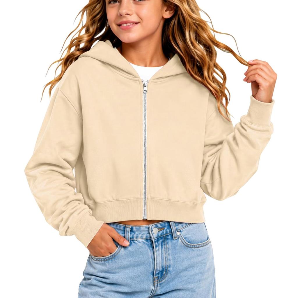 Kinder Farbiger Cropped Hoodie Lässige Jacke für Herbst Winter