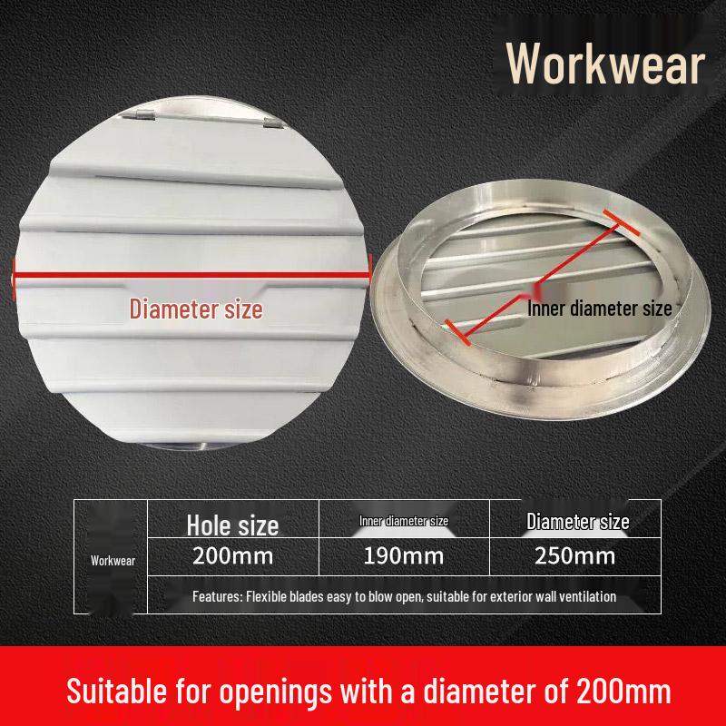 Round Aluminum Alloy Self-Closing Air Vent Louver Fan for Indoor Exhaust Systems