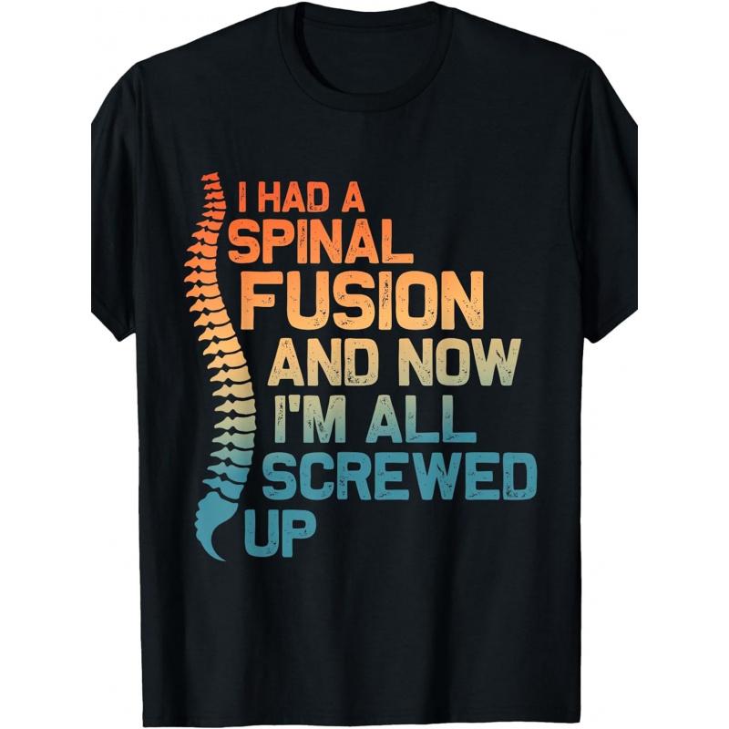 Spinal Fusion Surgery Recovery Shirt for Men, Women & Kids - Soft Breathable Post-Surgery Tee with Spine Graphic, Loose Fit, Suitable for Spine