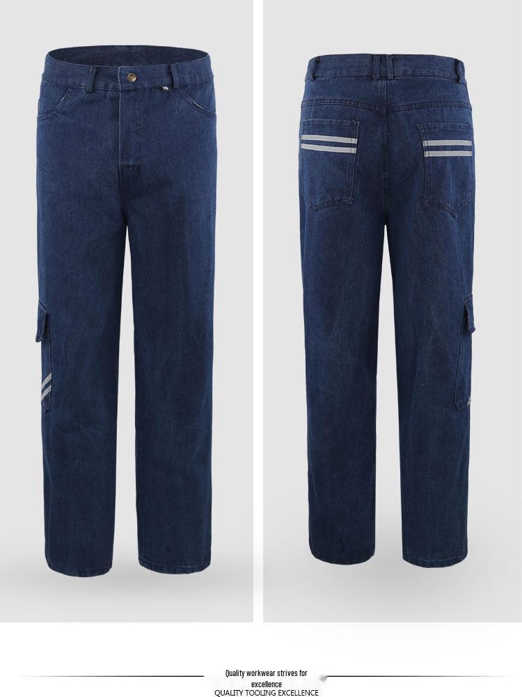 Men's Flame Retardant Denim Workwear Set for Spring and Autumn – Anti-Scald Protection for Electric Welders