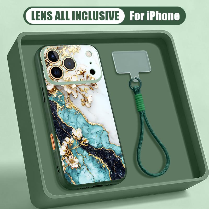 Marble Pattern Hand Strap Case For iPhone 17 Pro Max iPhone 16 15 14 13 Pro Max Magnetic For Magsafe Hybrid TPU+PC Matte Cover