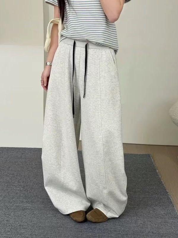 Korean Style Women's High Waist Wide Leg Sports Pants - Slimming Drape, 2026 Spring Collection