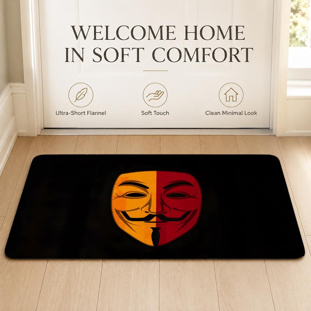 Pretty Guy Fawkes Night Floor Mat Cozy Minimalist Flannel Area Rug Anti-Slip Washable Bedroom Living Room Decor