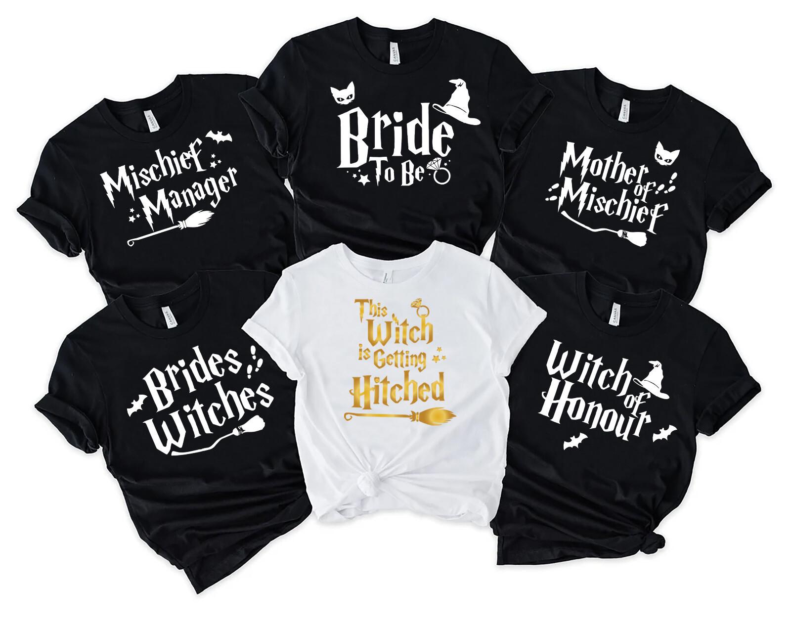 Personalized Bride Hen Party Brides Maid T-Shirt Mens Womens Tees Top, The Witch is getting hitched 3XL