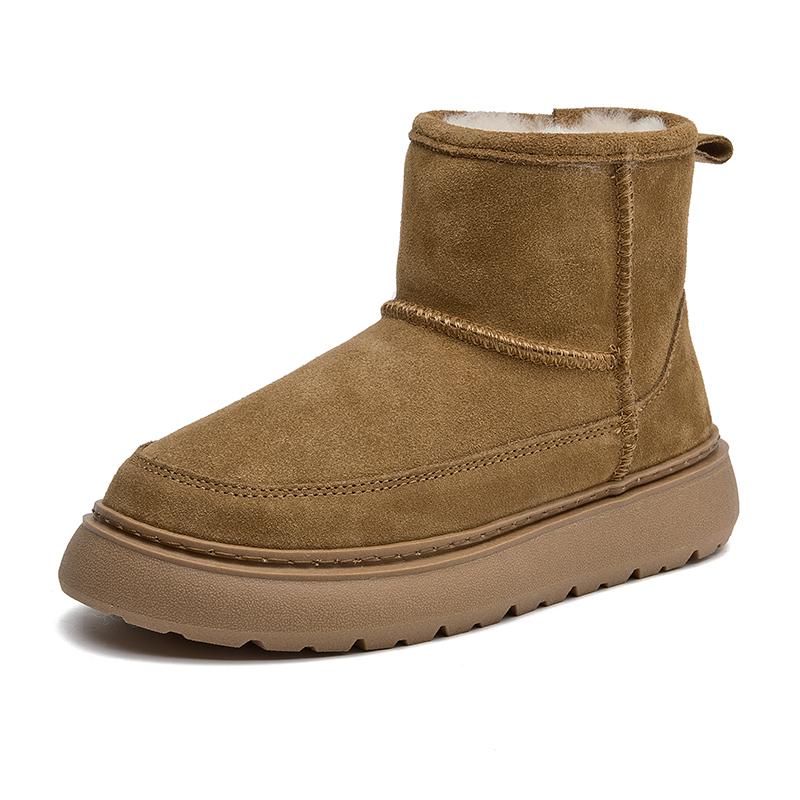 

Woman Warm Shoes Cozy Winter Slip On Booties with Suede Wool Fur Lining Fashionable 40 хакі