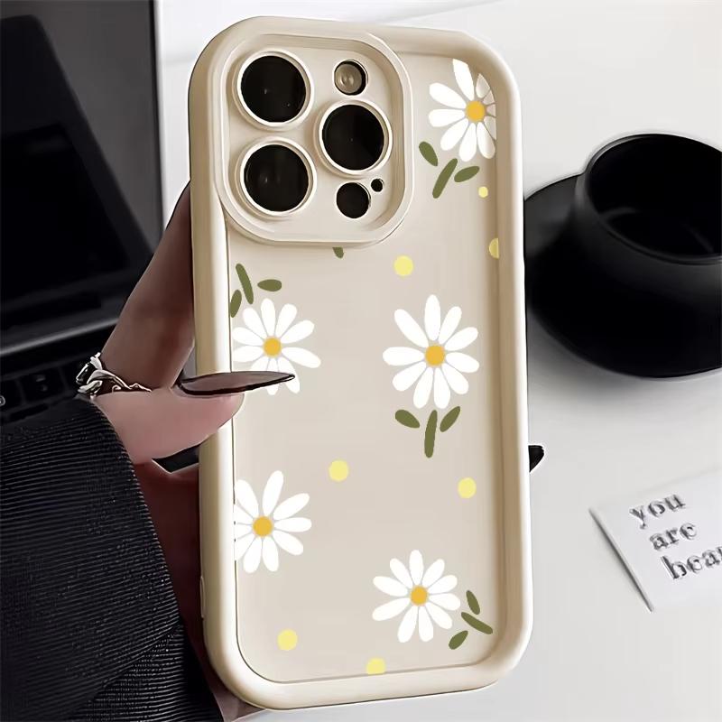 Daisy Flower Silicone Phone Case For iPhone 13 Case iPhone 11 12 14 15 16 Pro Max XR X XS 7 8 Plus SE 2 3 Soft Shockproof Cover