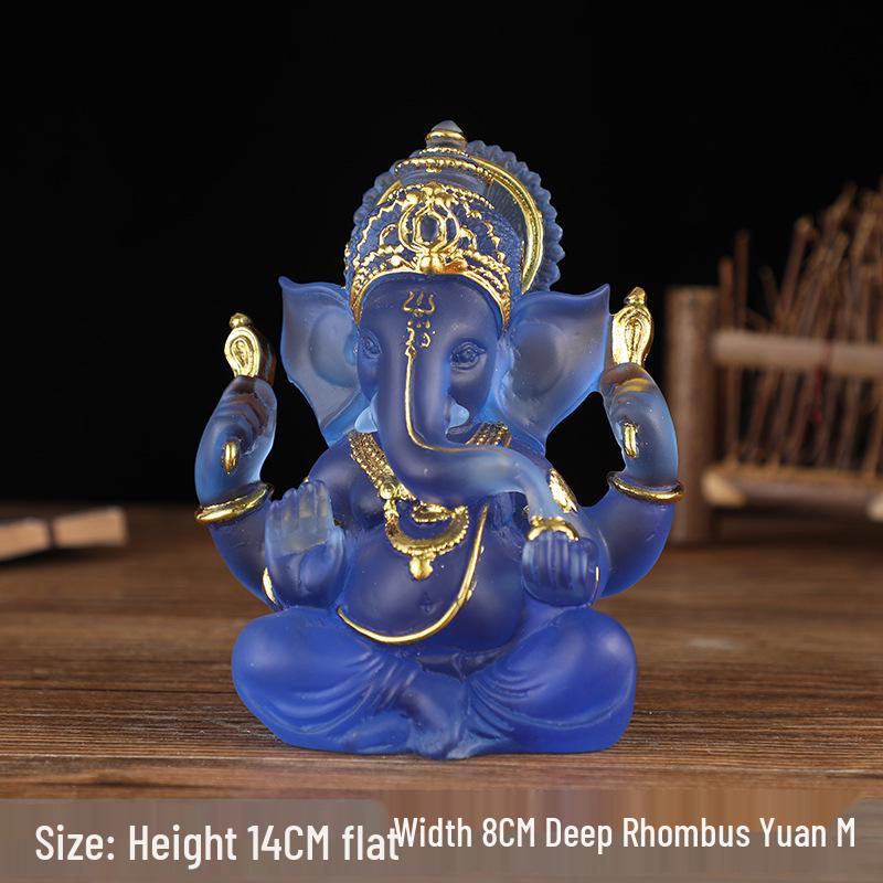 Resin Ganesha Water-Glazed Statue: Indian Elephant-Headed God Decor