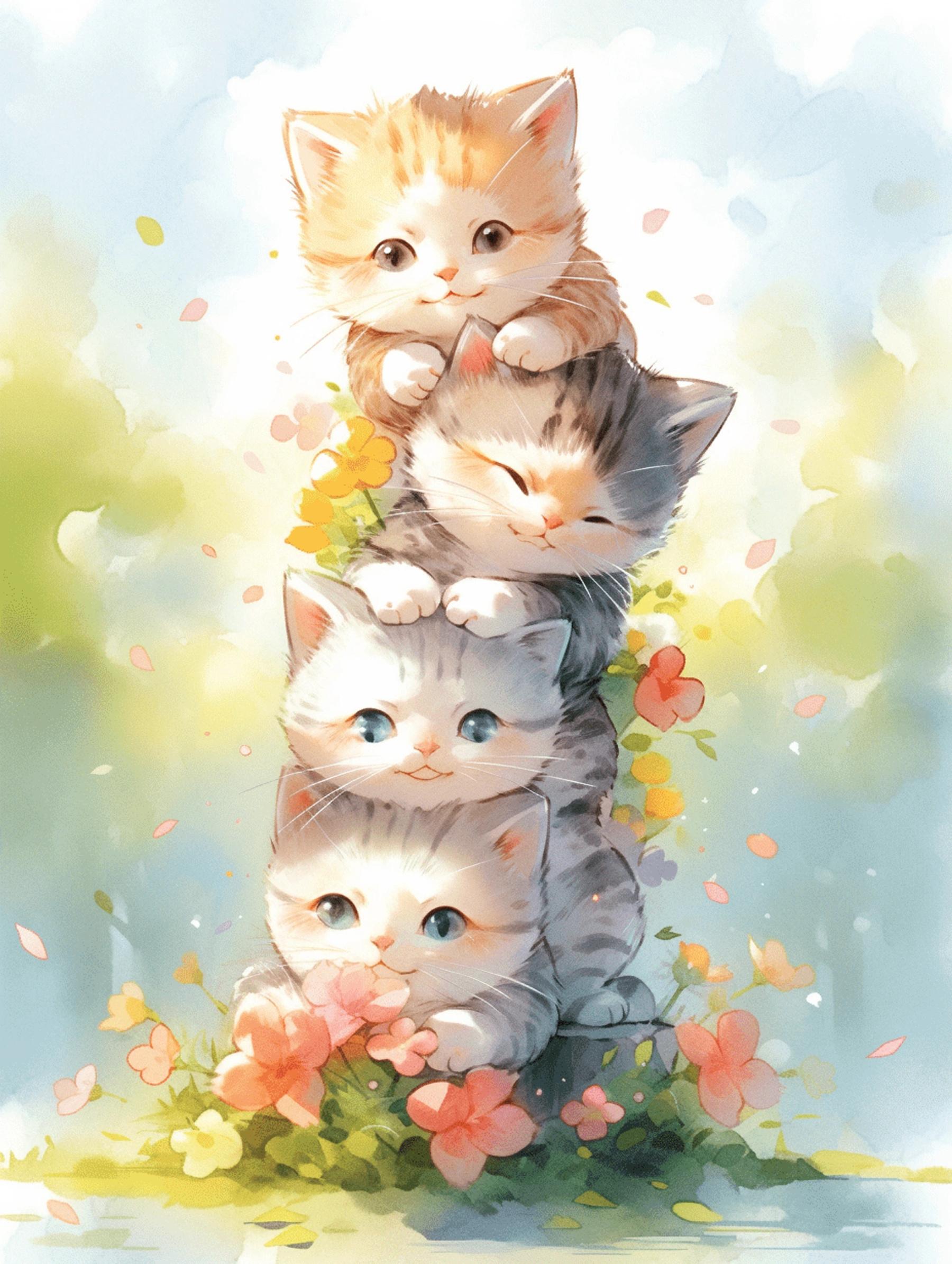 

DIY Алмазная картина Кошка Картина из стразов Мультфильм Мозаика Цветок Алмазная вышивка Животное Новинка 2023 года Ручная работа Full Round 20x30CM