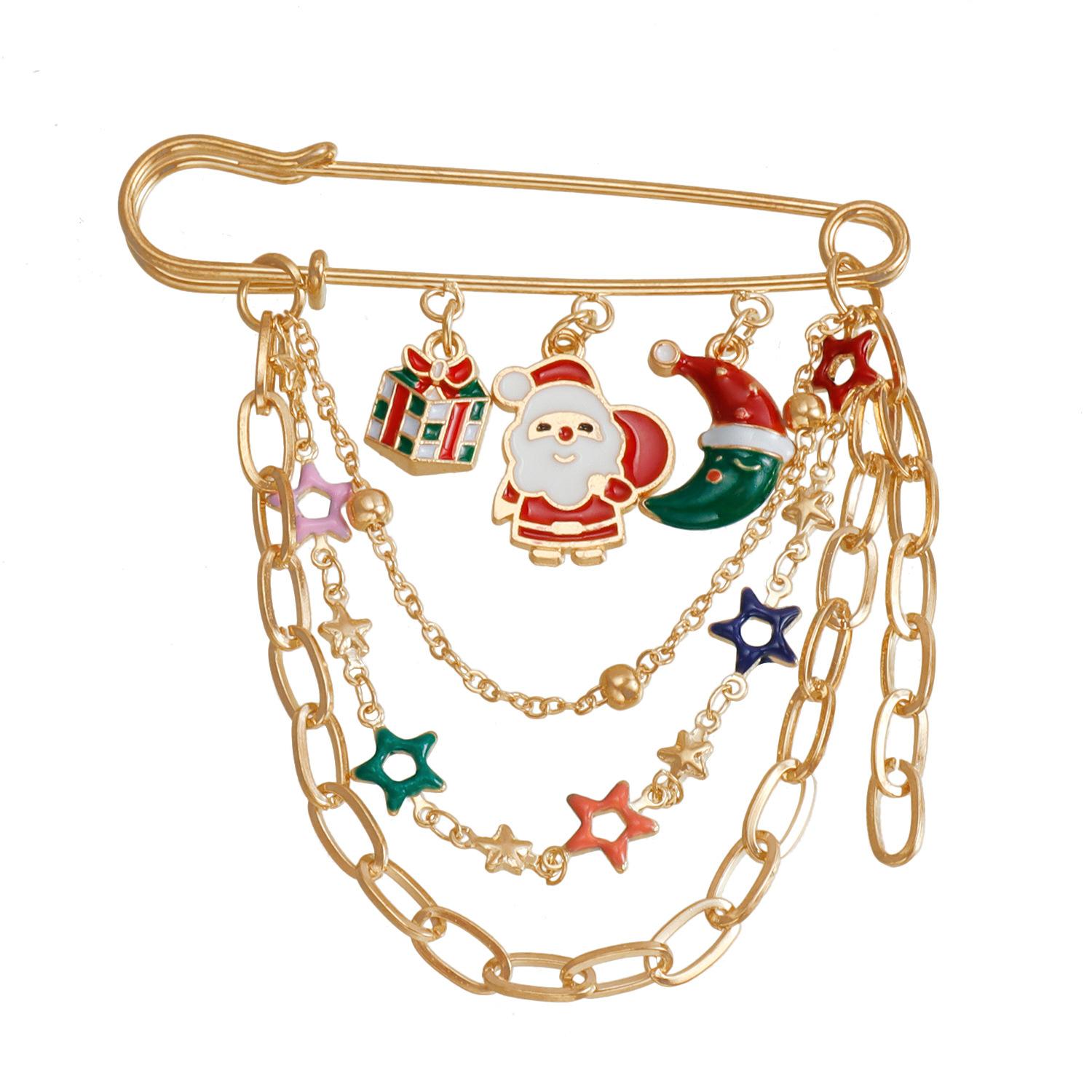 

European and American jewelry Christmas series Metal brooch Female, cartoon Santa Claus badge Clothing gift badge