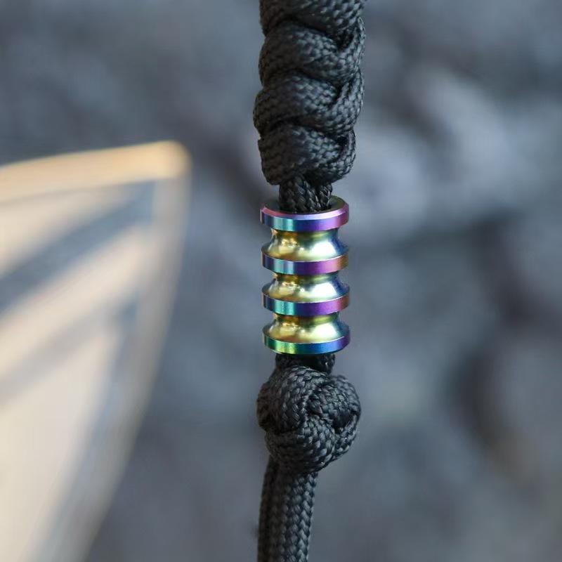 Colorful Knife Drop Fingertip Gyro Pendant Adult Fidget Toy Paracord Rope Decompression Toy Edc Stainless Steel Accessory