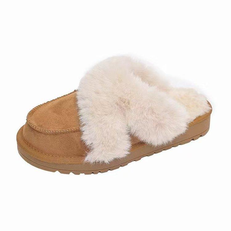 Sangpo Xingxing Dragging Wool Bag Head Slippers Women Wear Thick-soled Sheepskin and Fur Integrated Leather Non-slip Snow Boots