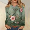 Dámská móda Květinový potisk Krk Dlouhý rukáv Pulovr Top