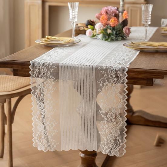 Spitzen Tischläufer Ausgestanzte Platzsets für Esstisch Kommode Buffet Dekor Faltenfreies Schutz-Tischdecke für Esstisch Zuhause Hochzeit Party