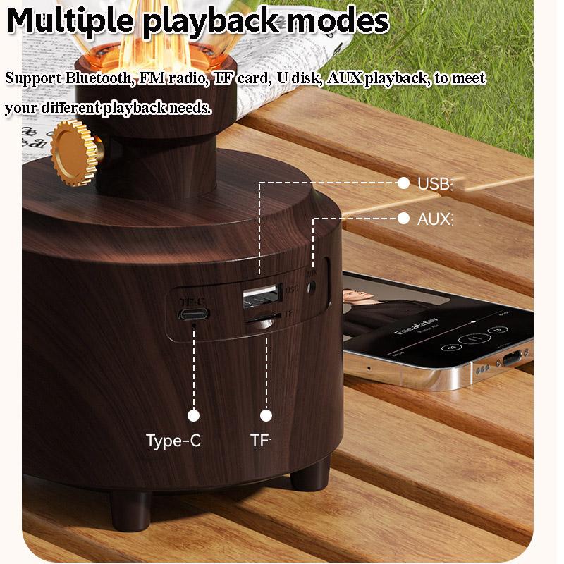 Classic Vintage Night Lamp FM Radio Night Light Bluetooth Speaker Subwoofer Hifi Sound Audio System Music Player TF USB Play