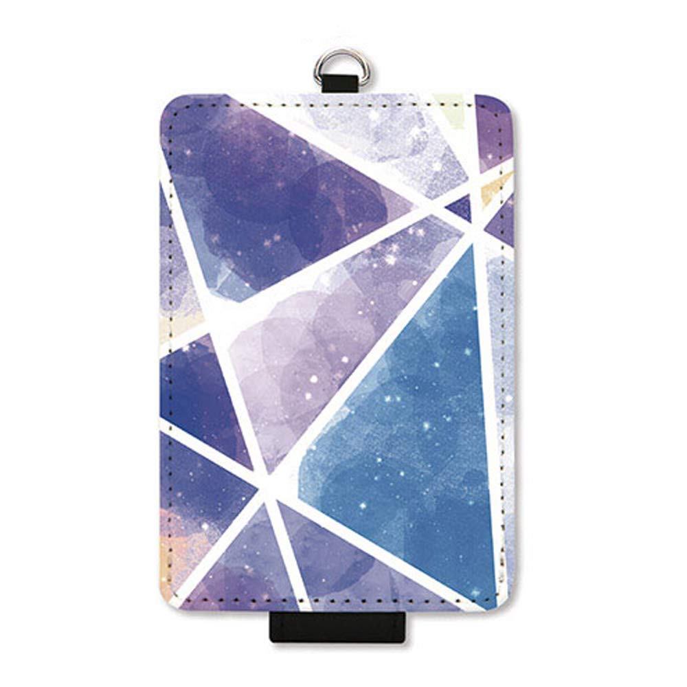 

Женский держатель для карт Grand Cinq (с ремешком и кнопкой против падения), Стеклянная акварель, Синий, Чехол для карты IC, для поездок на работу и в школу