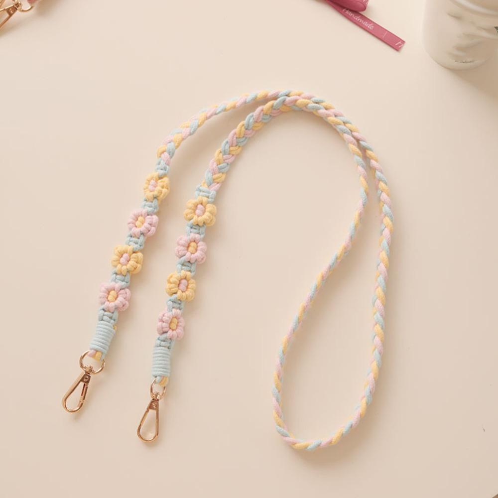 Anti-Lost Flower Woven Chain Lanyard Bag Braided Rope Woven Daisy Flower Hanging Chain  Dating