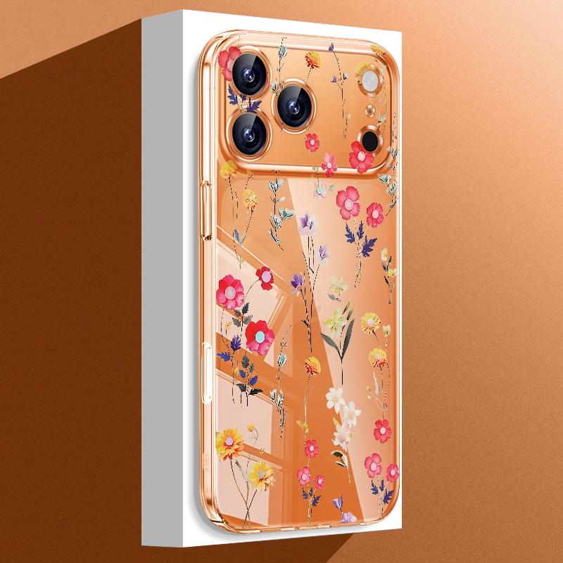 

Pink Flowers Pattern Transparent Phone Case For iPhone 17 16 15 14 13 Pro Max 17 Pro 11 Shockproof Clear Crystal Hard PC Cover iPhone 11