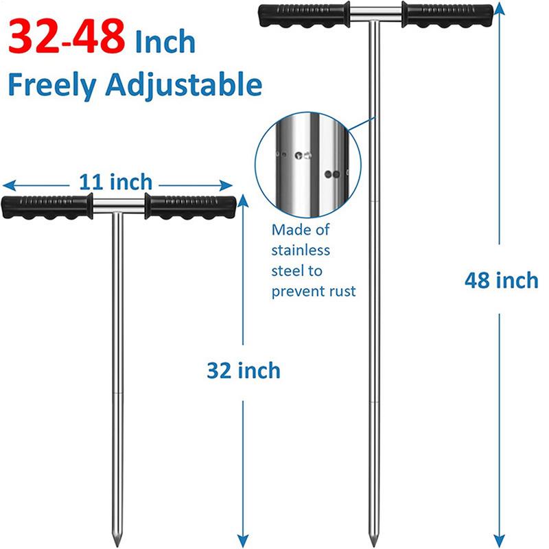 Erdsonde mit T-Griff Bodenverdichtungsprüfstab Edelstahl-Erdsonde mit T-Griff Verstellbar Unterirdisch