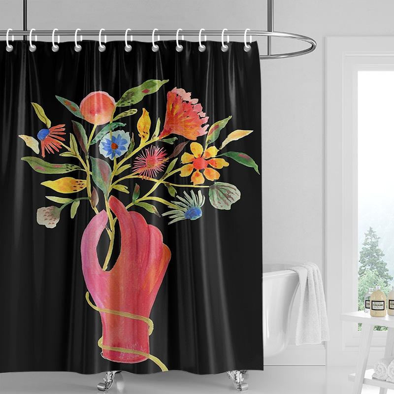 Abstract Femme Shower Curtain - Bold Red Lips & Colorful Brushstrokes, Waterproof with Grommets, Artistic Bathroom Decor