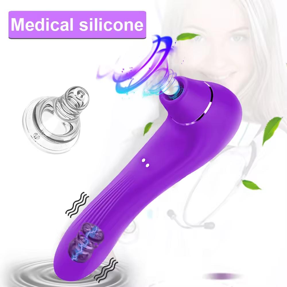 Vibrator Sucking Female Masturbator FairyKiss Vagina and Clitoral Dual Stimulator G-Spot Handheld Clitoral Massager 2 In 1 Adult Sex Toy Red Purple