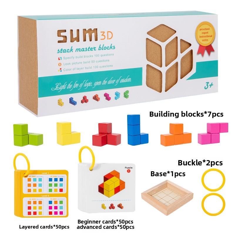 Wooden Geometric Brain Teaser Blocks For Kids Educational Toy