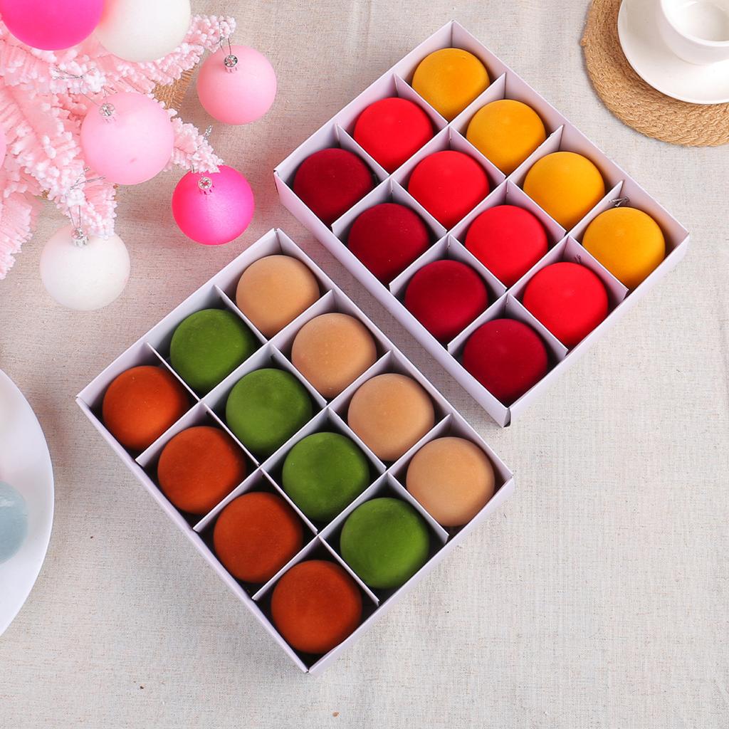 Set of 12 Velvet Touch Christmas Ornaments Lightweight 6CM Flocked Christmas Balls for Office and Home Ambiances