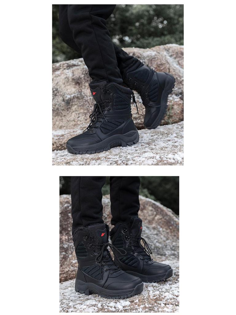 Men's Plus Size Fleece-Lined Combat Snow Boots - Warm Autumn/Winter Desert Boots 2025