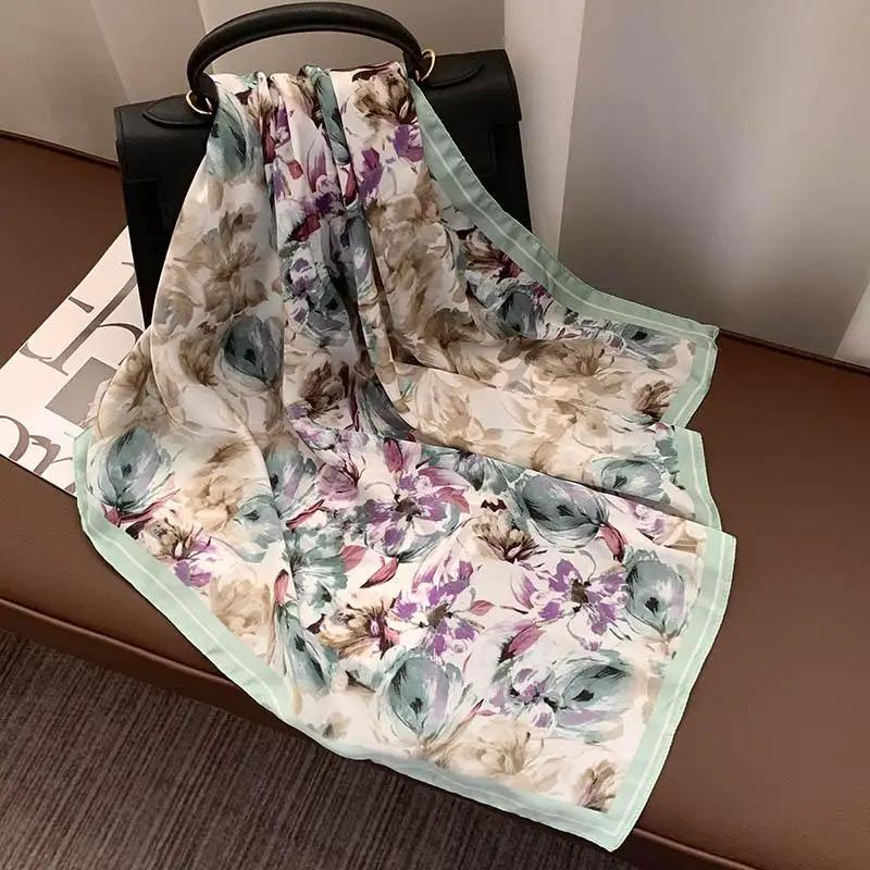 Retro 70*70 Square Scarf Colorful Silk Scarf Women Neck Scarf All-match Shawl Fashion Trendy Headscarf Women's Accessories Gifts