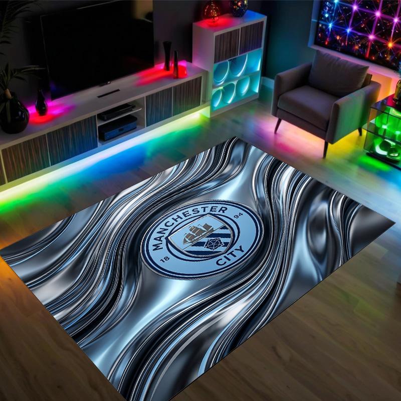 Manchester City Design Crystal Velvet Carpet Cozy Non?Slip Printed Rug For Bedroom Living Room Entrance