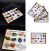 24TE Colors Natural Stone Collection Set Box Stone for Art Collection,Polished Stone Geological Teaching Tool