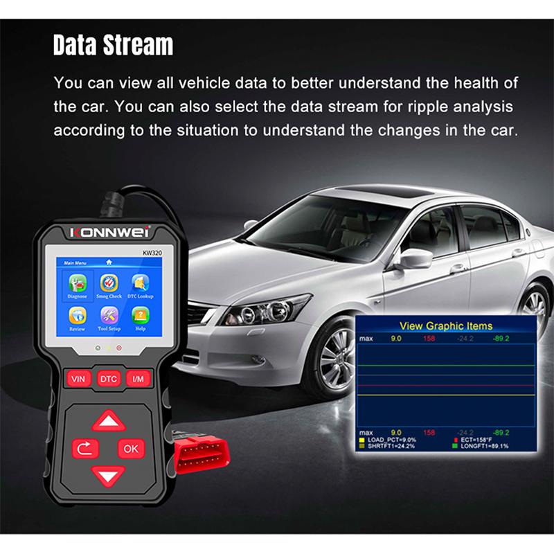 2026 KONNWEI KW320 Car Scanner OBD2 EOBD Fault Diagnostic Tools Professional Auto Scanner Live Data Read Erase Codes DTC Lookup